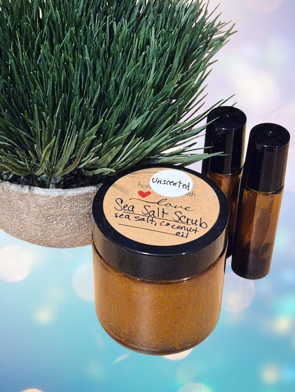 Handmade Mediterranean Sea Salt Scrub - 4 oz. Jar - Unscented